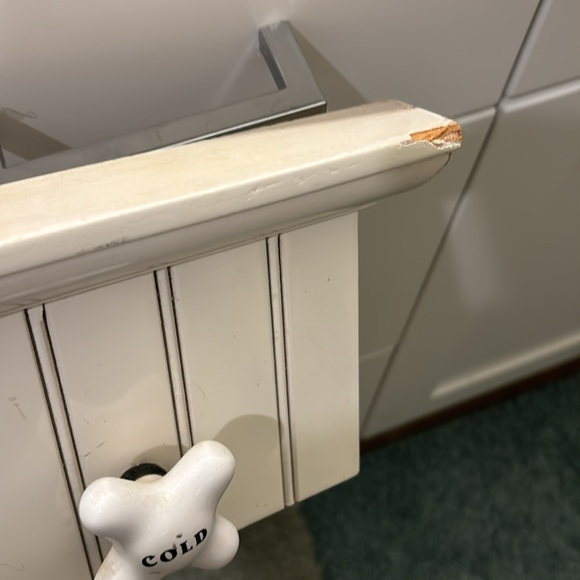 Vintage Bath Farmhouse Shelf Distressed Hot & Cold Faucet Knobs Final Sale - Picture 5 of 9